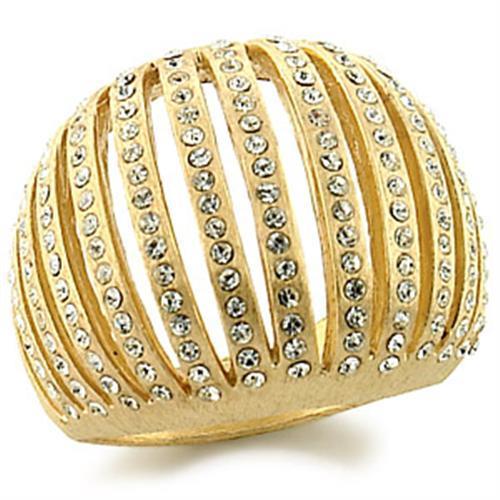 LOVCIA Elegant Gold Brass Crystal Ring with Clear Top Grade Stone - Buy stylish Rings for women - Shop latest Ring design - Trendy Rings - Unique fashion Rings - Find the perfect Ring