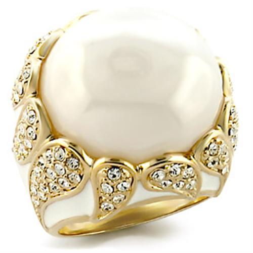 LOVCIA Gold-Plated Brass Ring with Milky White CZ Stone - Buy stylish Rings for women - Shop latest Ring design - Trendy Rings - Unique fashion Rings - Find the perfect Ring