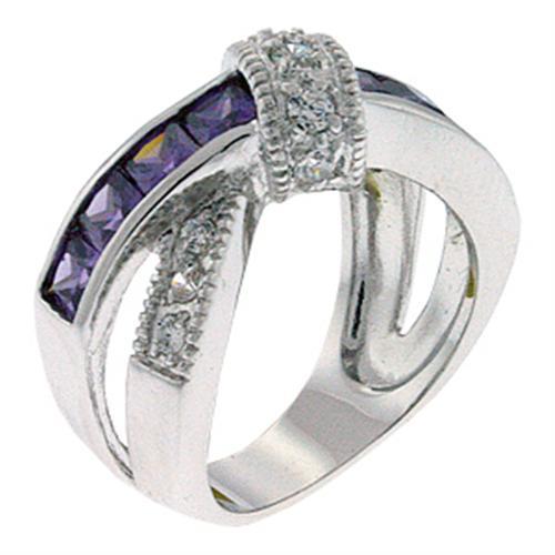 LOVCIA Amethyst AAA CZ Rhodium-Plated Brass Ring - Buy stylish Rings for women - Shop latest Ring design - Trendy Rings - Unique fashion Rings - Find the perfect Ring