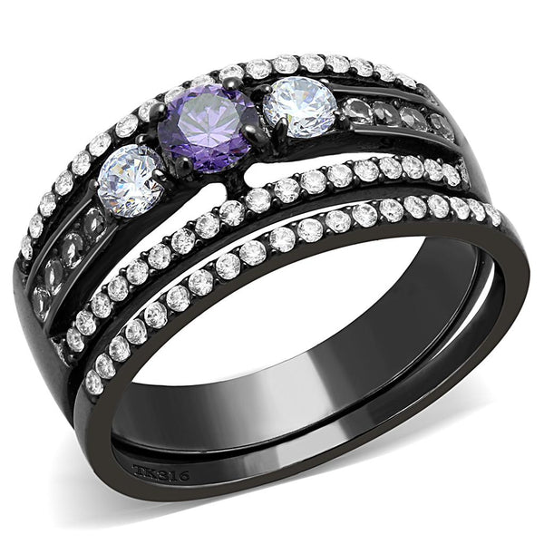 LOVCIA Amethyst AAA Grade CZ Ion Plated Stainless Steel Ring - Buy stylish Rings for women - Shop latest Ring design - Trendy Rings - Unique fashion Rings - Find the perfect Ring