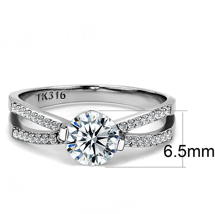 LOVCIA Sleek Stainless Steel Ring with Clear AAA Grade CZ Stone - Buy stylish Rings for women - Shop latest Ring design - Trendy Rings - Unique fashion Rings - Find the perfect Ring