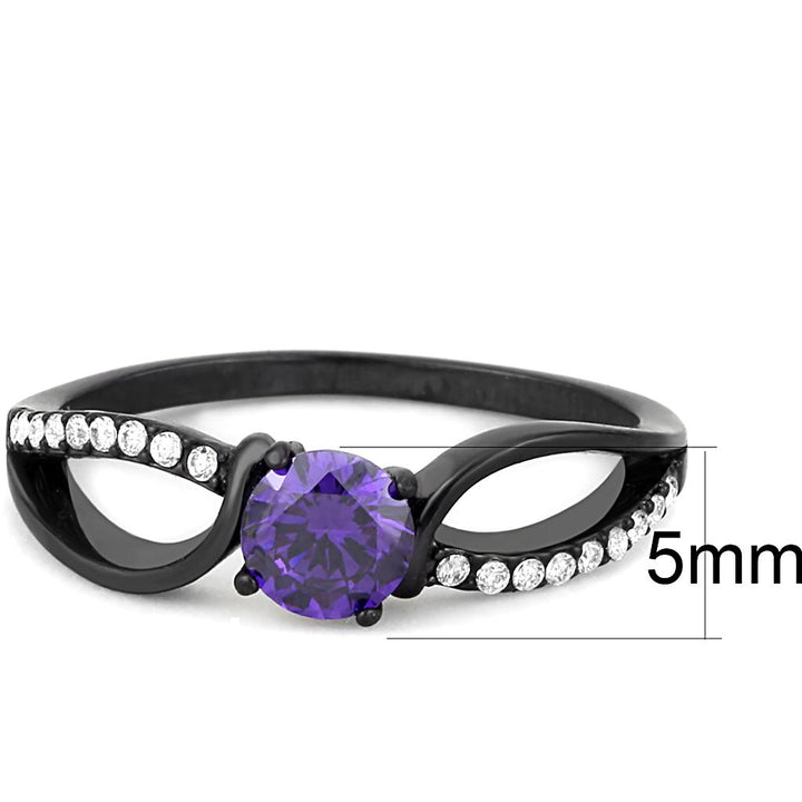 LOVCIA Amethyst CZ Stainless Steel Ring with Ion Plating Finish - Buy stylish Rings for women - Shop latest Ring design - Trendy Rings - Unique fashion Rings - Find the perfect Ring