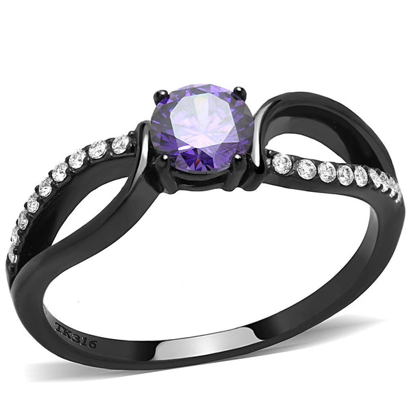 LOVCIA Amethyst CZ Stainless Steel Ring with Ion Plating Finish - Buy stylish Rings for women - Shop latest Ring design - Trendy Rings - Unique fashion Rings - Find the perfect Ring