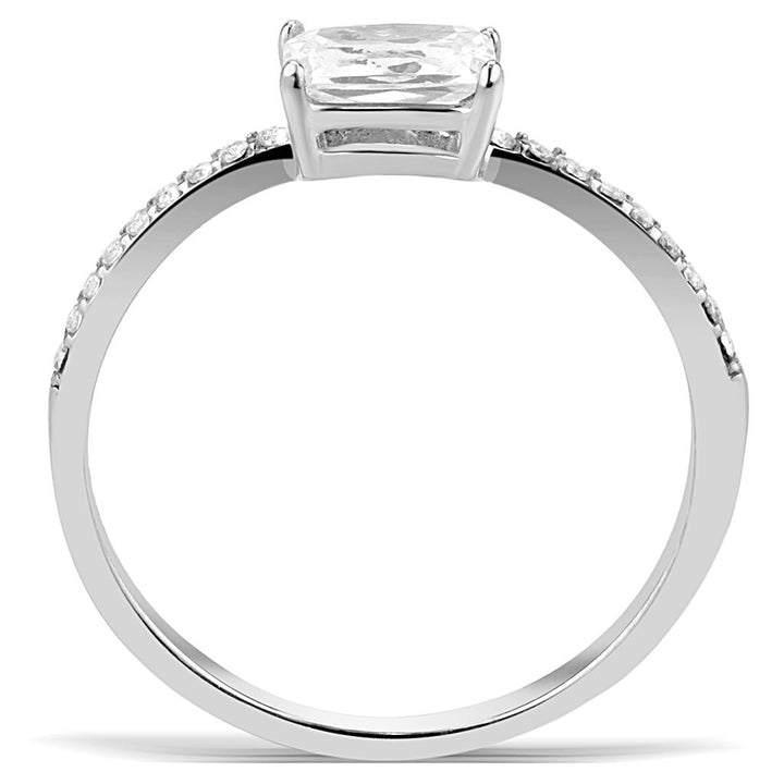 LOVCIA Sleek Stainless Steel Ring with Clear Cubic Center Stone - Buy stylish Rings for women - Shop latest Ring design - Trendy Rings - Unique fashion Rings - Find the perfect Ring