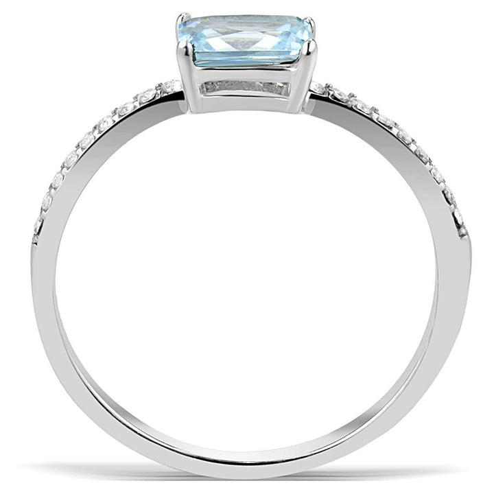 LOVCIA Sea Blue AAA CZ Stainless Steel Ring - High Polished Finish - Buy stylish Rings for women - Shop latest Ring design - Trendy Rings - Unique fashion Rings - Find the perfect Ring