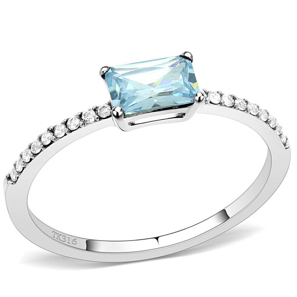 LOVCIA Sea Blue AAA CZ Stainless Steel Ring - High Polished Finish - Buy stylish Rings for women - Shop latest Ring design - Trendy Rings - Unique fashion Rings - Find the perfect Ring