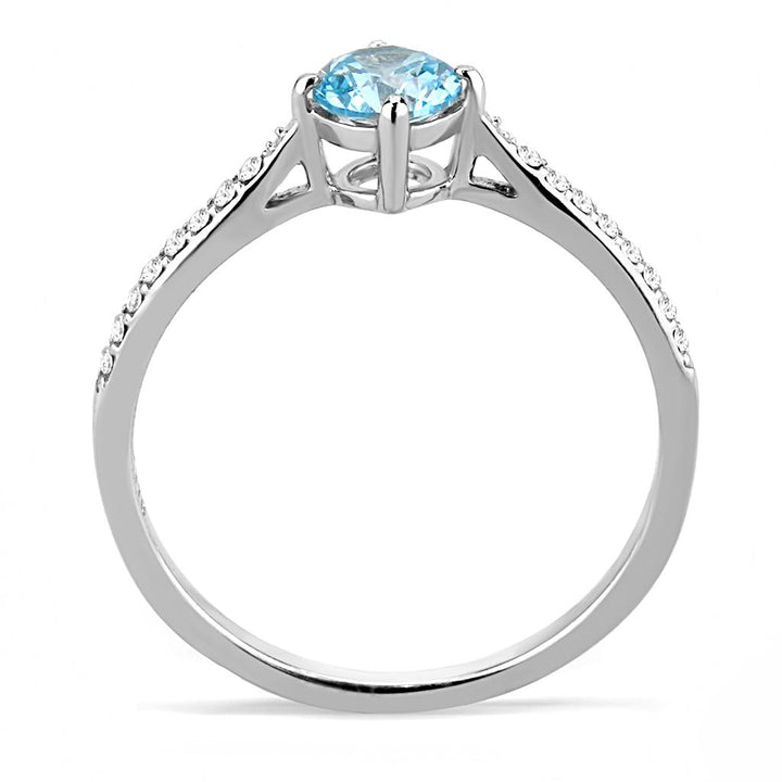 LOVCIA Sea Blue AAA Grade CZ Stainless Steel Ring, High Polished Finish - Buy stylish Rings for women - Shop latest Ring design - Trendy Rings - Unique fashion Rings - Find the perfect Ring