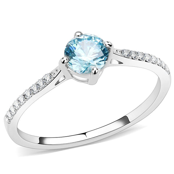 LOVCIA Sea Blue AAA Grade CZ Stainless Steel Ring, High Polished Finish - Buy stylish Rings for women - Shop latest Ring design - Trendy Rings - Unique fashion Rings - Find the perfect Ring