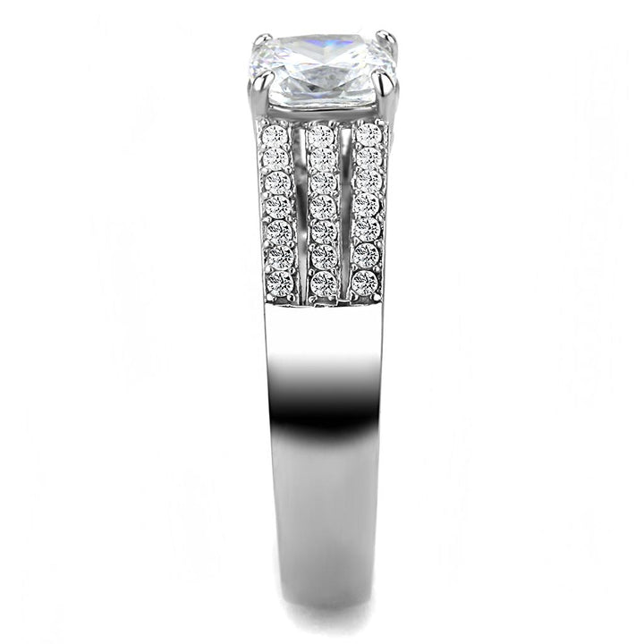 LOVCIA Stainless Steel High Polish Ring with Clear Cubic Center Stone - Buy stylish Rings for women - Shop latest Ring design - Trendy Rings - Unique fashion Rings - Find the perfect Ring