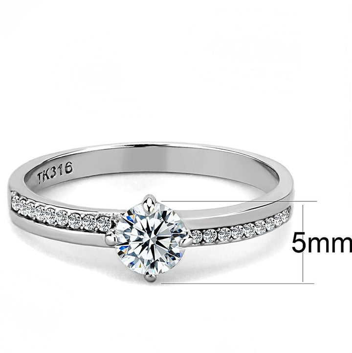 LOVCIA Stainless Steel Ring with Clear AAA Grade CZ Stone, High Polished Finish - Buy stylish Rings for women - Shop latest Ring design - Trendy Rings - Unique fashion Rings - Find the perfect Ring