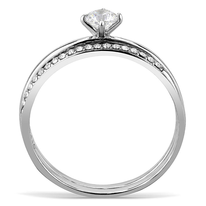 LOVCIA Stainless Steel Ring with Clear AAA CZ Stone, High Polished Finish - Buy stylish Rings for women - Shop latest Ring design - Trendy Rings - Unique fashion Rings - Find the perfect Ring