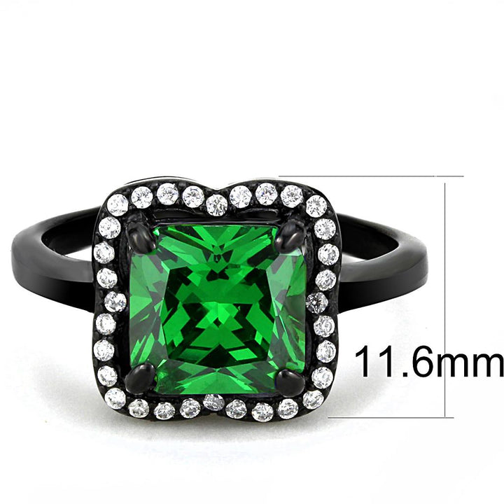 LOVCIA Ion Plated Black Stainless Steel Ring with Emerald-Cut AAA CZ Stone - Buy stylish Rings for women - Shop latest Ring design - Trendy Rings - Unique fashion Rings - Find the perfect Ring