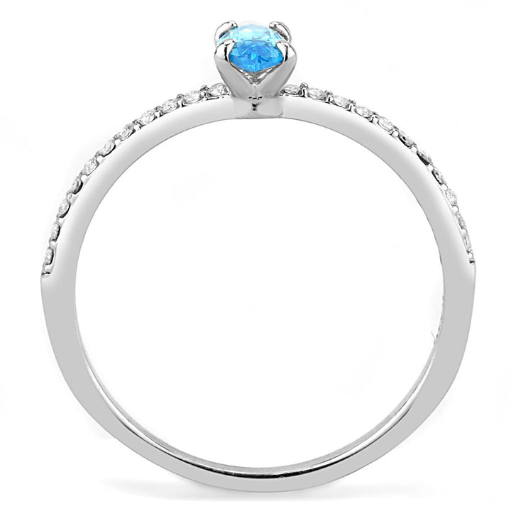 LOVCIA Sea Blue CZ Stainless Steel Ring with High Polish Finish - Buy stylish Rings for women - Shop latest Ring design - Trendy Rings - Unique fashion Rings - Find the perfect Ring