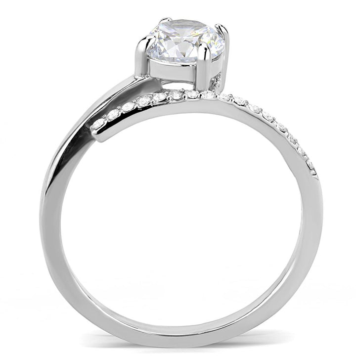 LOVCIA Sleek Stainless Steel Ring with Clear AAA CZ Stone - Buy stylish Rings for women - Shop latest Ring design - Trendy Rings - Unique fashion Rings - Find the perfect Ring