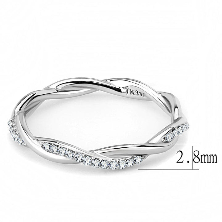 LOVCIA Sleek Stainless Steel Ring with Clear AAA Grade CZ Stone - Buy stylish Rings for women - Shop latest Ring design - Trendy Rings - Unique fashion Rings - Find the perfect Ring