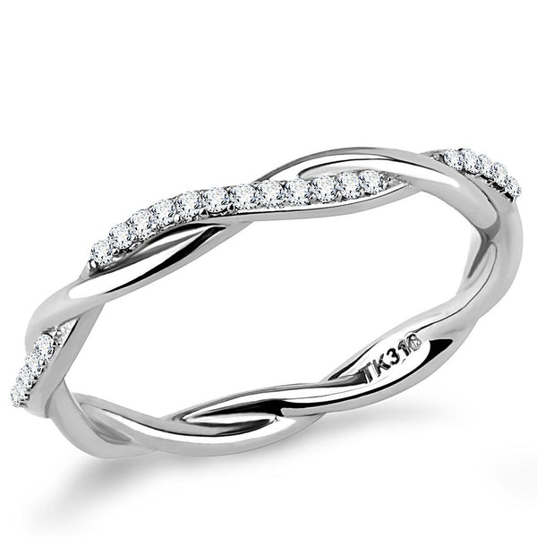 LOVCIA Sleek Stainless Steel Ring with Clear AAA Grade CZ Stone - Buy stylish Rings for women - Shop latest Ring design - Trendy Rings - Unique fashion Rings - Find the perfect Ring