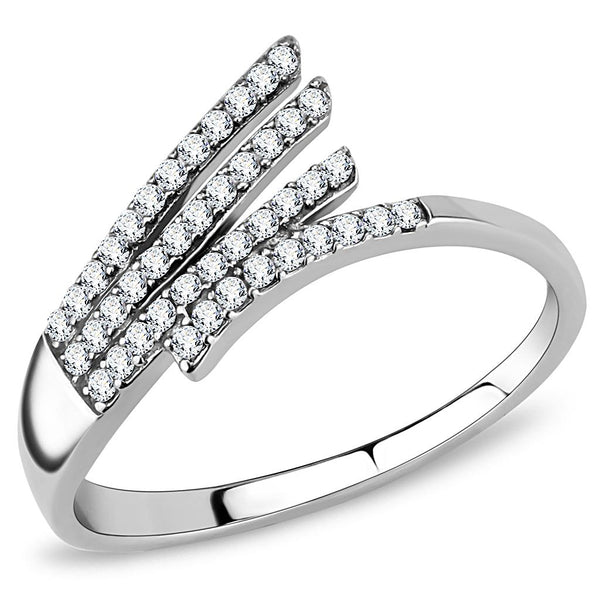 LOVCIA Stainless Steel Ring with Clear AAA Grade CZ and High Polished Finish - Buy stylish Rings for women - Shop latest Ring design - Trendy Rings - Unique fashion Rings - Find the perfect Ring