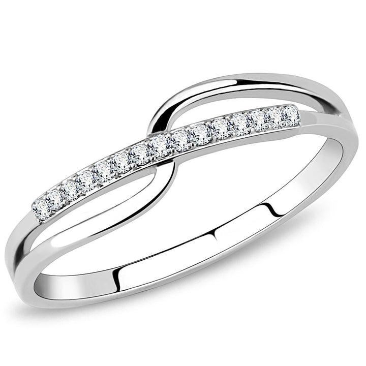 LOVCIA Stainless Steel Ring with Clear AAA Grade CZ - High Polished Finish - Buy stylish Rings for women - Shop latest Ring design - Trendy Rings - Unique fashion Rings - Find the perfect Ring