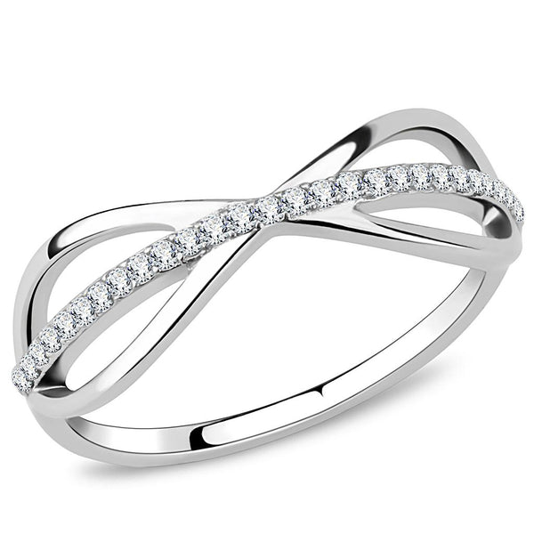 LOVCIA Stainless Steel Ring with Clear AAA Grade CZ Stone, High Polished Finish - Buy stylish Rings for women - Shop latest Ring design - Trendy Rings - Unique fashion Rings - Find the perfect Ring