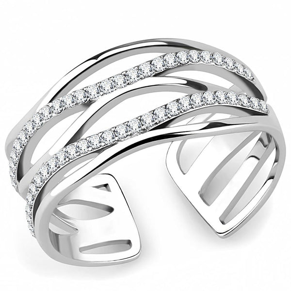 LOVCIA Stainless Steel Ring with Clear AAA Grade CZ and High Polish Finish - Buy stylish Rings for women - Shop latest Ring design - Trendy Rings - Unique fashion Rings - Find the perfect Ring