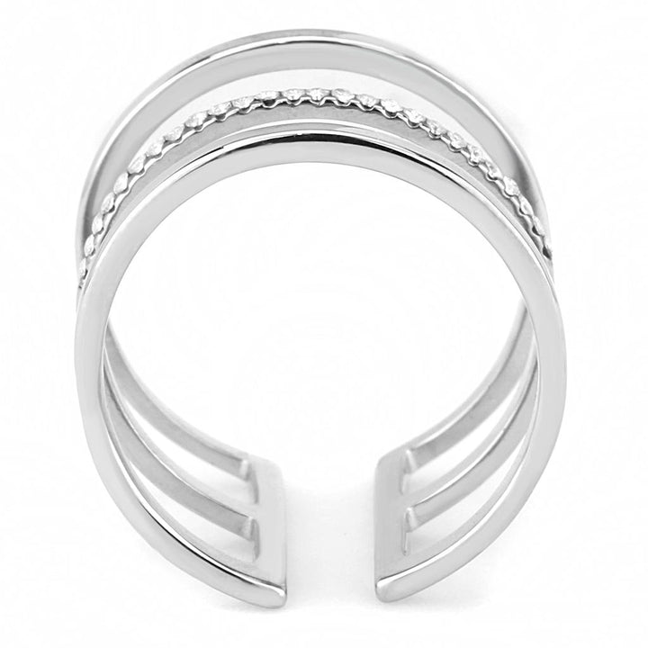 LOVCIA Sleek Stainless Steel Ring with Clear AAA Grade CZ Stone - Buy stylish Rings for women - Shop latest Ring design - Trendy Rings - Unique fashion Rings - Find the perfect Ring