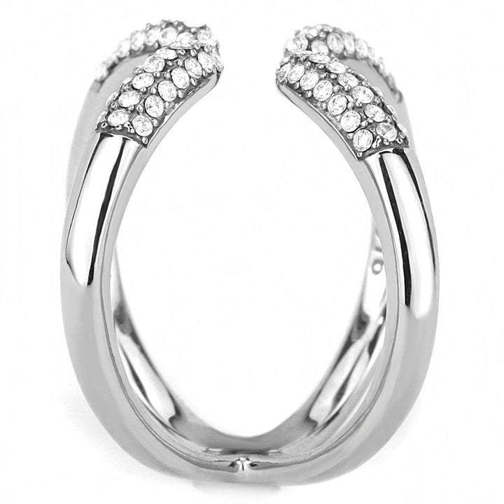 LOVCIA Sleek Stainless Steel Ring with Clear AAA Grade CZ Stone - Buy stylish Rings for women - Shop latest Ring design - Trendy Rings - Unique fashion Rings - Find the perfect Ring