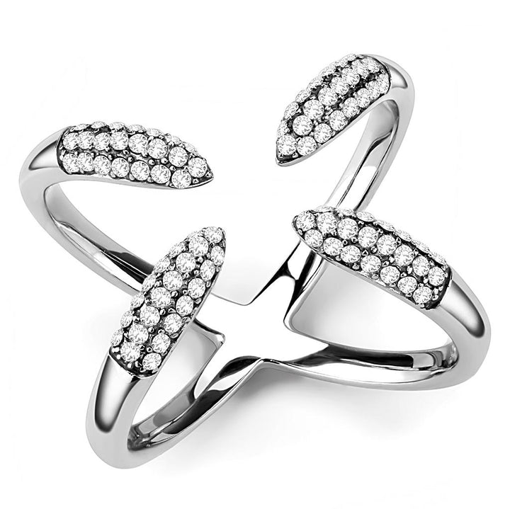 LOVCIA Sleek Stainless Steel Ring with Clear AAA Grade CZ Stone - Buy stylish Rings for women - Shop latest Ring design - Trendy Rings - Unique fashion Rings - Find the perfect Ring