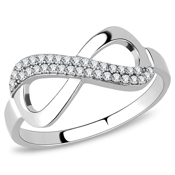 LOVCIA High-Gloss Stainless Steel Ring with Clear AAA Grade Cubic Zirconia - Buy stylish Rings for women - Shop latest Ring design - Trendy Rings - Unique fashion Rings - Find the perfect Ring