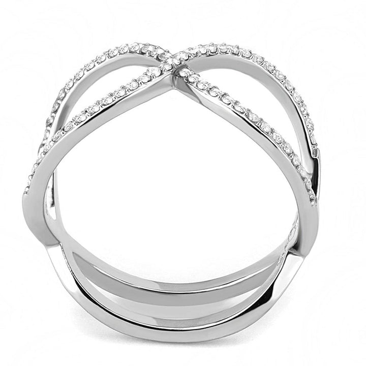 LOVCIA High Shine Stainless Steel Ring with Clear AAA CZ Stone - Buy stylish Rings for women - Shop latest Ring design - Trendy Rings - Unique fashion Rings - Find the perfect Ring