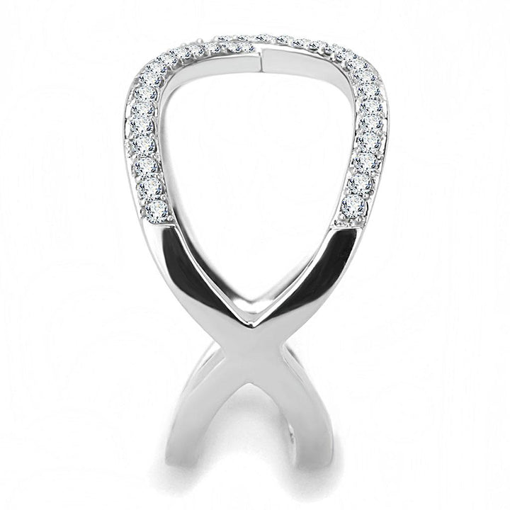 LOVCIA High Shine Stainless Steel Ring with Clear AAA CZ Stone - Buy stylish Rings for women - Shop latest Ring design - Trendy Rings - Unique fashion Rings - Find the perfect Ring