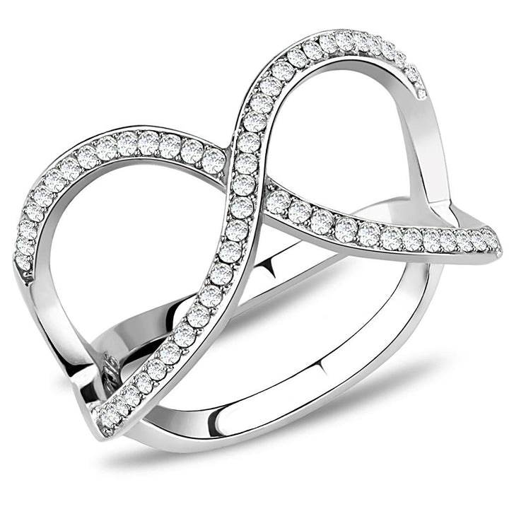 LOVCIA High Shine Stainless Steel Ring with Clear AAA CZ Stone - Buy stylish Rings for women - Shop latest Ring design - Trendy Rings - Unique fashion Rings - Find the perfect Ring