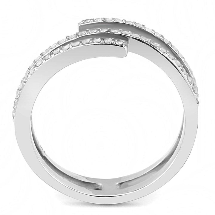 LOVCIA Stainless Steel Ring with Clear AAA Grade CZ Stone, High Polish Finish - Buy stylish Rings for women - Shop latest Ring design - Trendy Rings - Unique fashion Rings - Find the perfect Ring