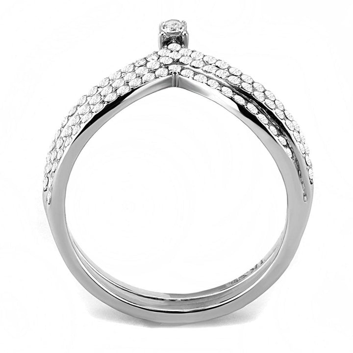 LOVCIA High Shine Stainless Steel Ring with Clear AAA CZ Stone - Buy stylish Rings for women - Shop latest Ring design - Trendy Rings - Unique fashion Rings - Find the perfect Ring