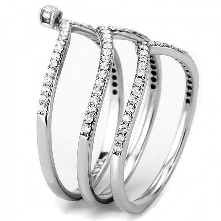 LOVCIA High Shine Stainless Steel Ring with Clear AAA CZ Stone - Buy stylish Rings for women - Shop latest Ring design - Trendy Rings - Unique fashion Rings - Find the perfect Ring