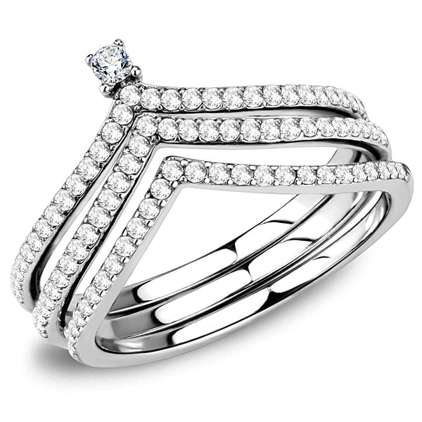 LOVCIA High Shine Stainless Steel Ring with Clear AAA CZ Stone - Buy stylish Rings for women - Shop latest Ring design - Trendy Rings - Unique fashion Rings - Find the perfect Ring