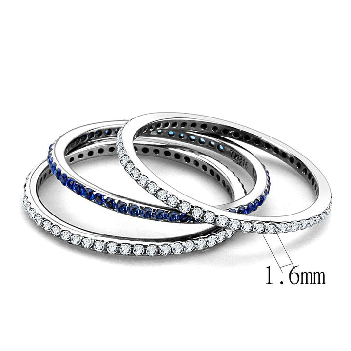 LOVCIA Stainless Steel Ring with High Polish and London Blue AAA Grade CZ - Buy stylish Rings for women - Shop latest Ring design - Trendy Rings - Unique fashion Rings - Find the perfect Ring