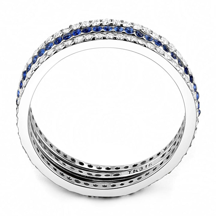 LOVCIA Stainless Steel Ring with High Polish and London Blue AAA Grade CZ - Buy stylish Rings for women - Shop latest Ring design - Trendy Rings - Unique fashion Rings - Find the perfect Ring