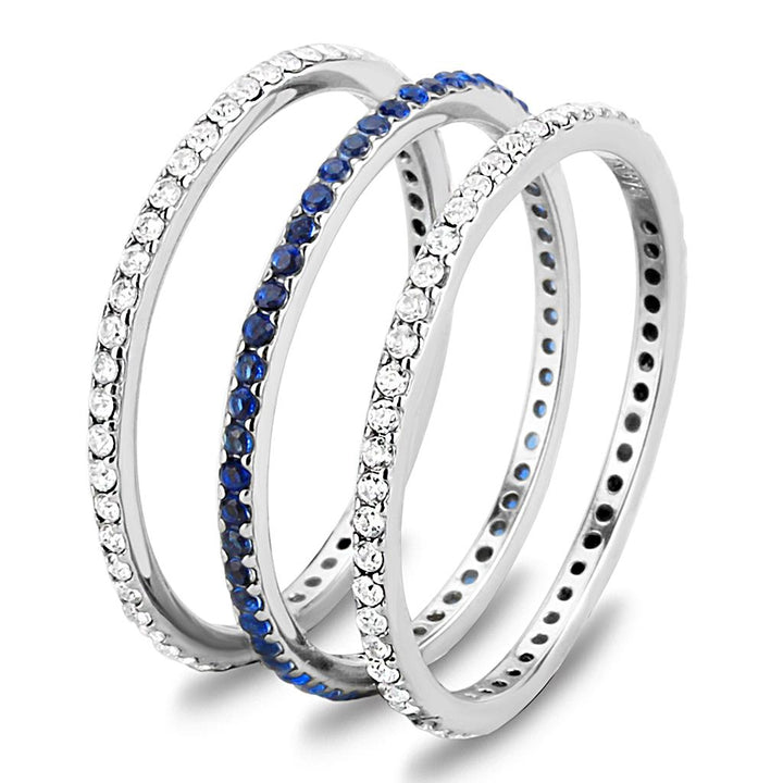 LOVCIA Stainless Steel Ring with High Polish and London Blue AAA Grade CZ - Buy stylish Rings for women - Shop latest Ring design - Trendy Rings - Unique fashion Rings - Find the perfect Ring