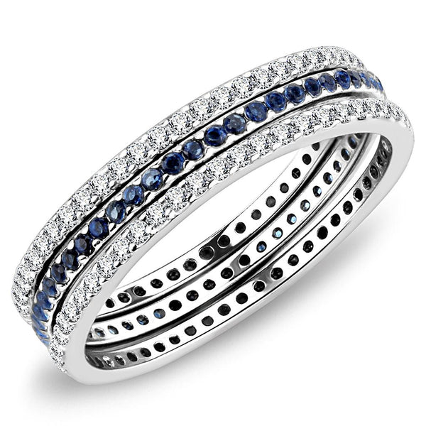 LOVCIA Stainless Steel Ring with High Polish and London Blue AAA Grade CZ - Buy stylish Rings for women - Shop latest Ring design - Trendy Rings - Unique fashion Rings - Find the perfect Ring