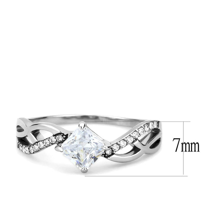 LOVCIA Stainless Steel Ring with Clear AAA Grade CZ Stone, High Polish Finish - Buy stylish Rings for women - Shop latest Ring design - Trendy Rings - Unique fashion Rings - Find the perfect Ring