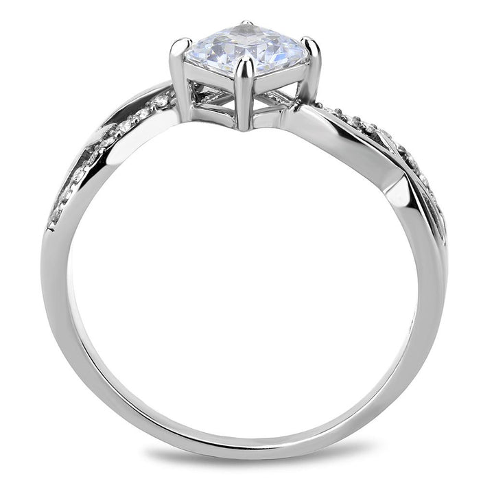 LOVCIA Stainless Steel Ring with Clear AAA Grade CZ Stone, High Polish Finish - Buy stylish Rings for women - Shop latest Ring design - Trendy Rings - Unique fashion Rings - Find the perfect Ring