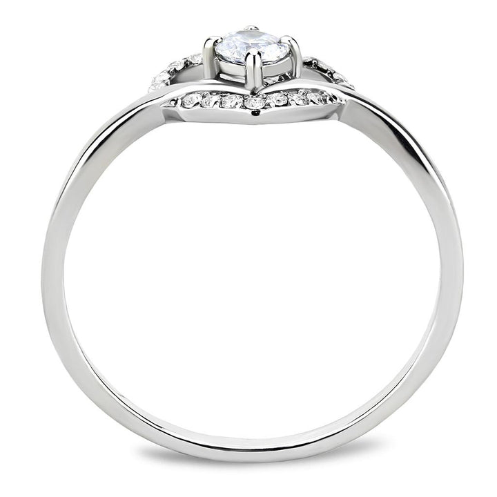 LOVCIA Stainless Steel Ring with Clear AAA Grade CZ Stone, High Polish Finish - Buy stylish Rings for women - Shop latest Ring design - Trendy Rings - Unique fashion Rings - Find the perfect Ring