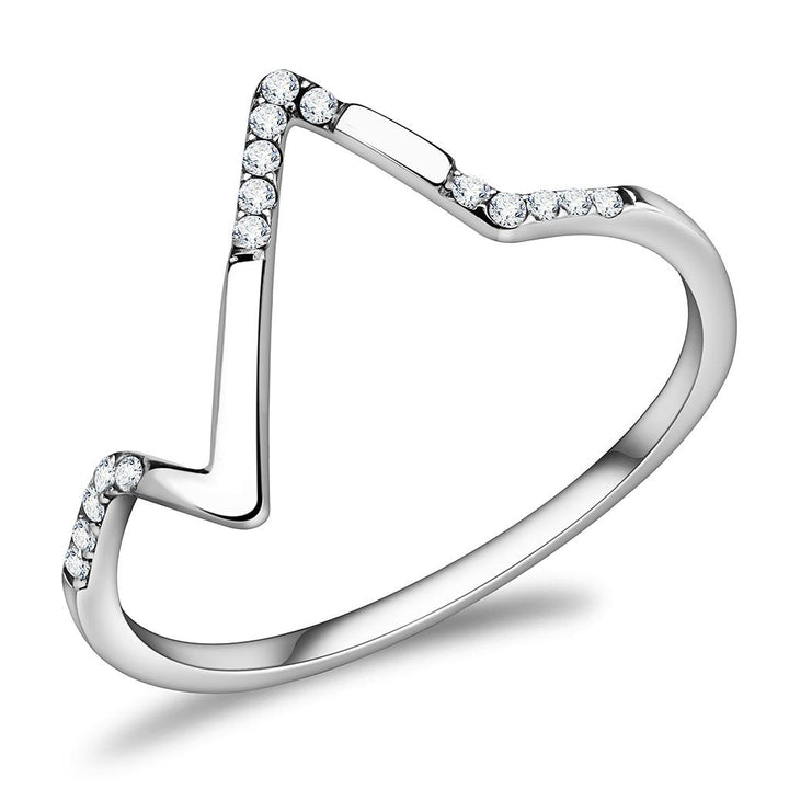 LOVCIA AAA Grade CZ Clear Stone Stainless Steel Ring, High Polished Finish - Buy stylish Rings for women - Shop latest Ring design - Trendy Rings - Unique fashion Rings - Find the perfect Ring