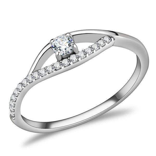 LOVCIA Sleek Stainless Steel Ring with Clear AAA Grade CZ Stone - Buy stylish Rings for women - Shop latest Ring design - Trendy Rings - Unique fashion Rings - Find the perfect Ring