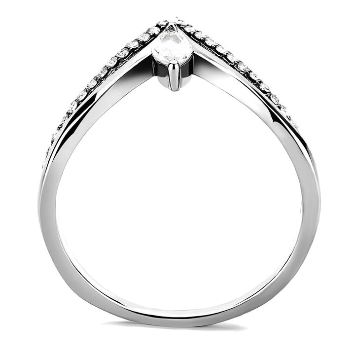 LOVCIA Sleek Stainless Steel Ring with Clear AAA Grade CZ Center Stone - Buy stylish Rings for women - Shop latest Ring design - Trendy Rings - Unique fashion Rings - Find the perfect Ring