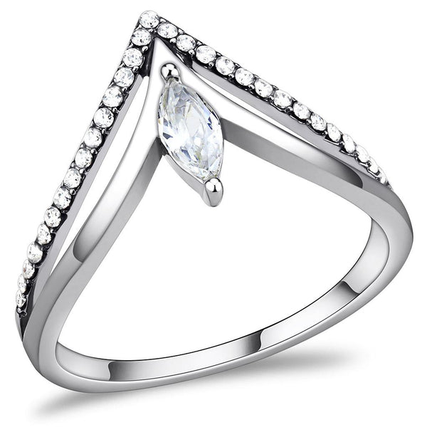 LOVCIA Sleek Stainless Steel Ring with Clear AAA Grade CZ Center Stone - Buy stylish Rings for women - Shop latest Ring design - Trendy Rings - Unique fashion Rings - Find the perfect Ring