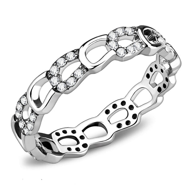 LOVCIA High Shine Stainless Steel Ring with Clear AAA Grade CZ Stone - Buy stylish Rings for women - Shop latest Ring design - Trendy Rings - Unique fashion Rings - Find the perfect Ring