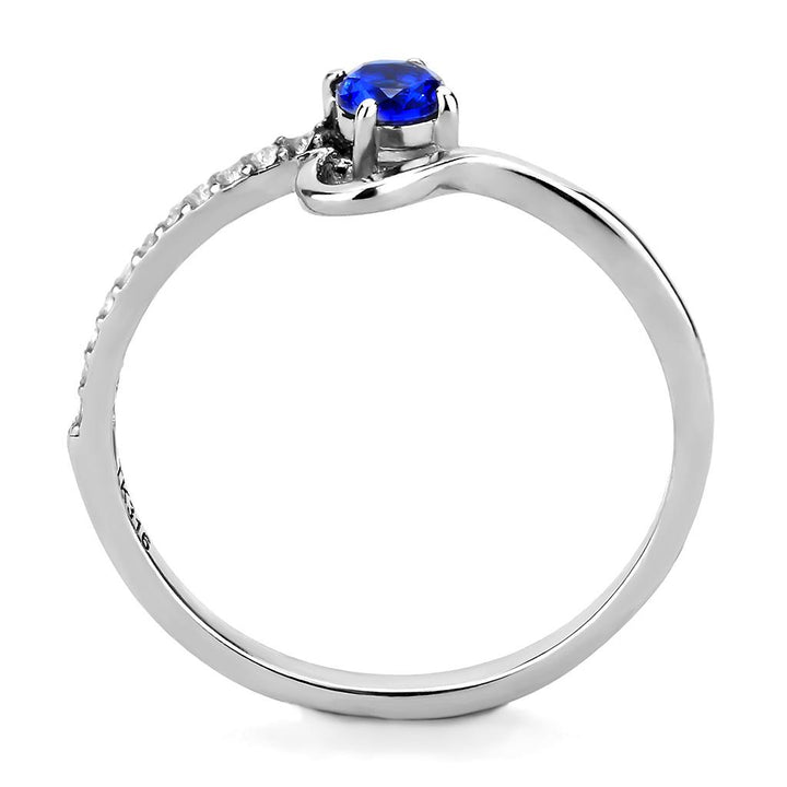 LOVCIA Stainless Steel Ring with London Blue AAA CZ Stone, High Polish Finish - Buy stylish Rings for women - Shop latest Ring design - Trendy Rings - Unique fashion Rings - Find the perfect Ring