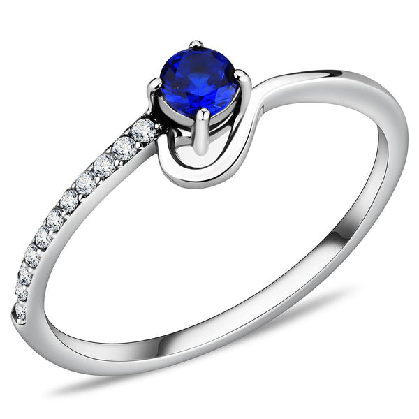 LOVCIA Stainless Steel Ring with London Blue AAA CZ Stone, High Polish Finish - Buy stylish Rings for women - Shop latest Ring design - Trendy Rings - Unique fashion Rings - Find the perfect Ring