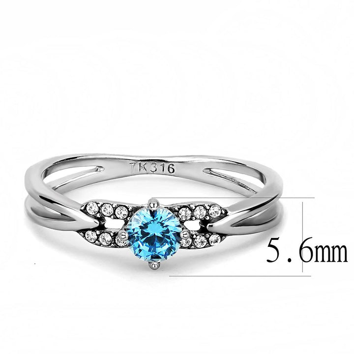 LOVCIA Stainless Steel Ring with Sea Blue AAA Grade CZ and High Polish Finish - Buy stylish Rings for women - Shop latest Ring design - Trendy Rings - Unique fashion Rings - Find the perfect Ring